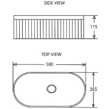Kiora 580mm Matte White Oval Ceramic Above Counter Basin
